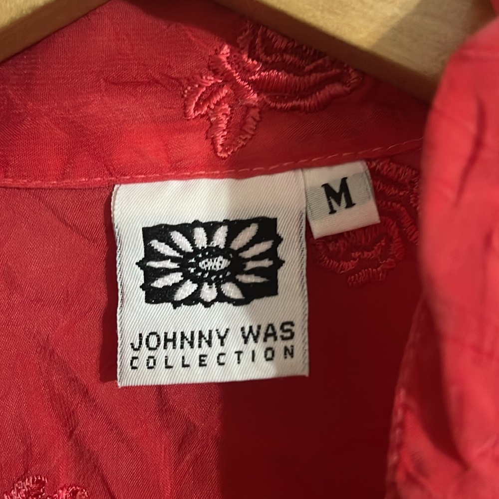 Vintage JOHNNY WAS Women Blouse Tunic Boho Peasant Floral Embroidered Red M - Picture 5 of 7